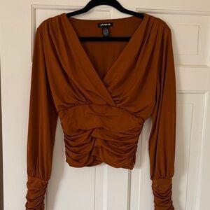 Express Women's Rust Long Sleeve Blouse